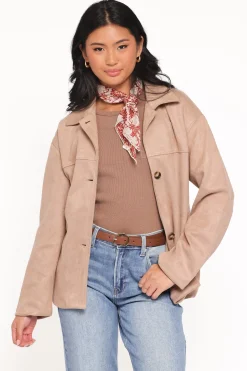 Nelly Faux Suede Cropped Trench Coat