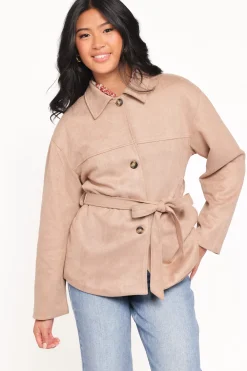 Nelly Faux Suede Cropped Trench Coat