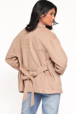 Nelly Faux Suede Cropped Trench Coat