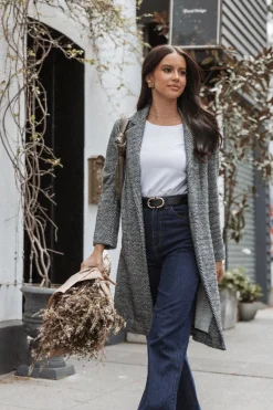 Nicoletta Single Button Herringbone Coat