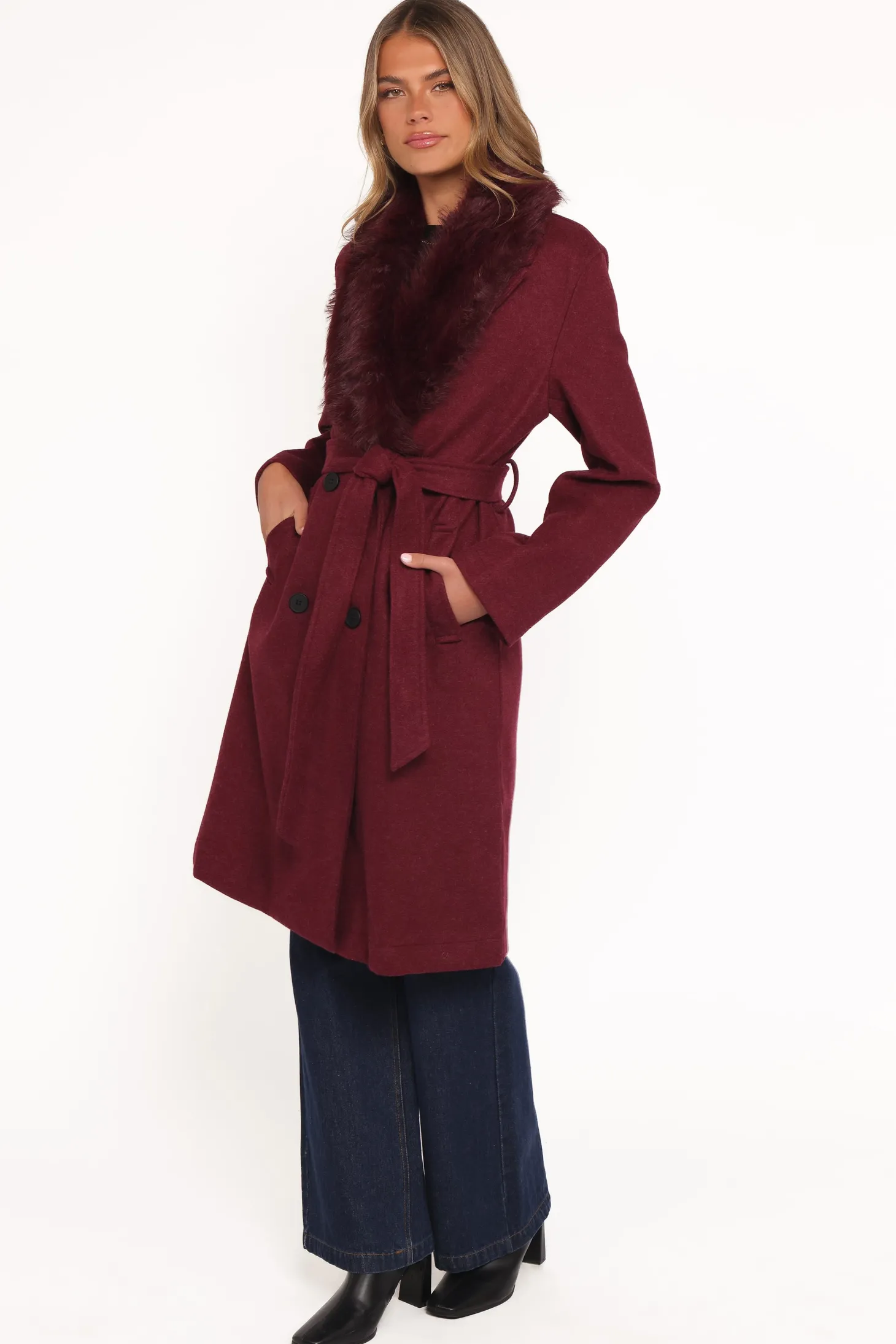 Nina Fur Collar Tie Waist Coat