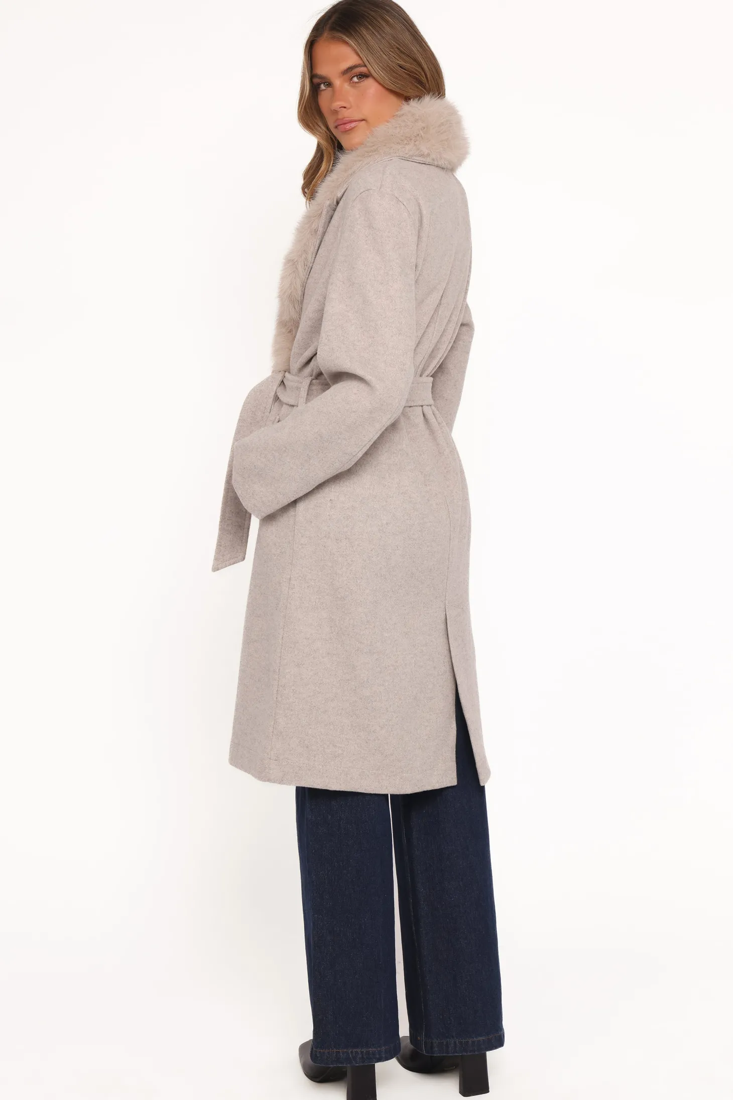Nina Fur Collar Tie Waist Coat