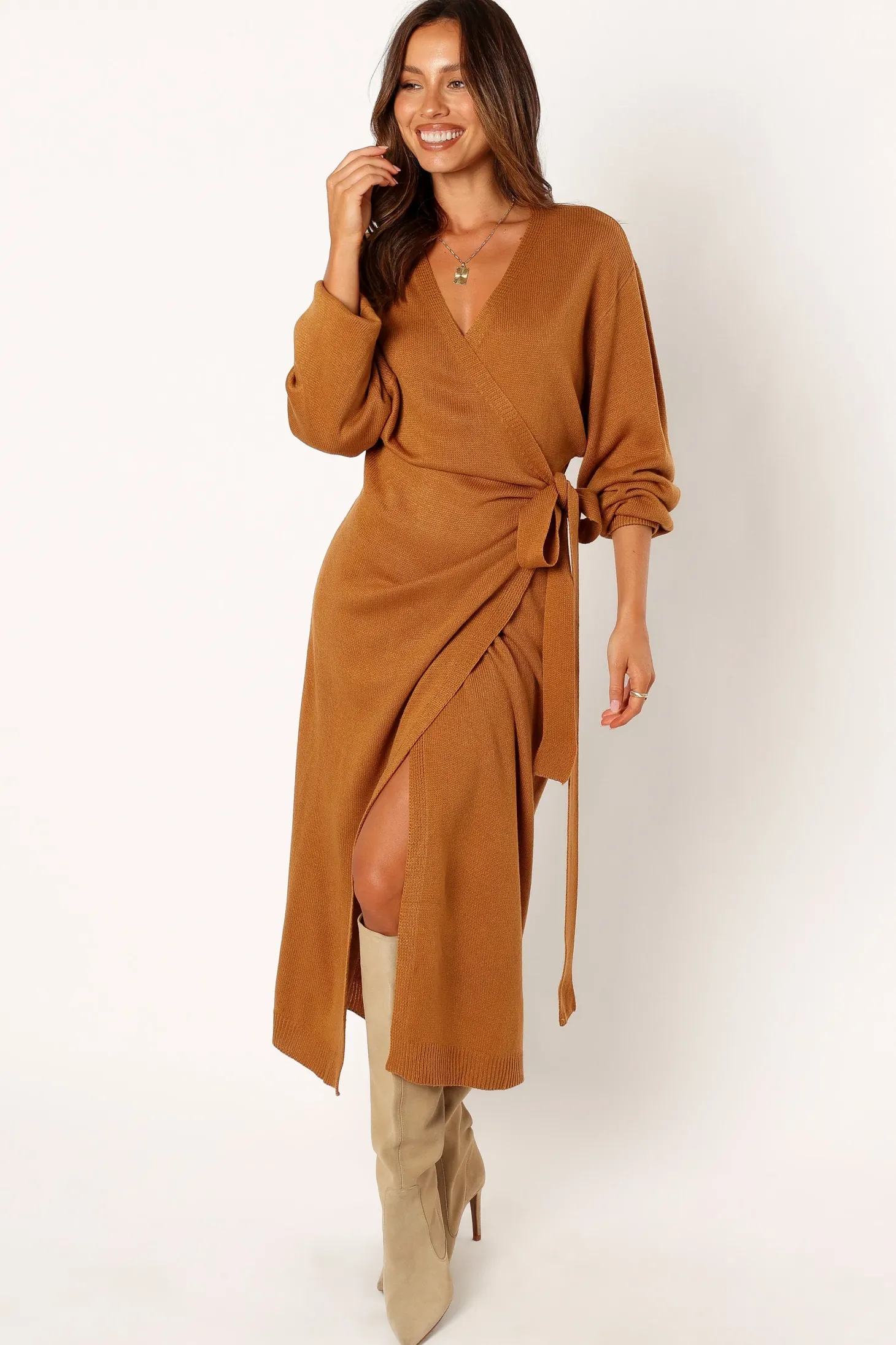 Nova Wrap Knit Midi Dress