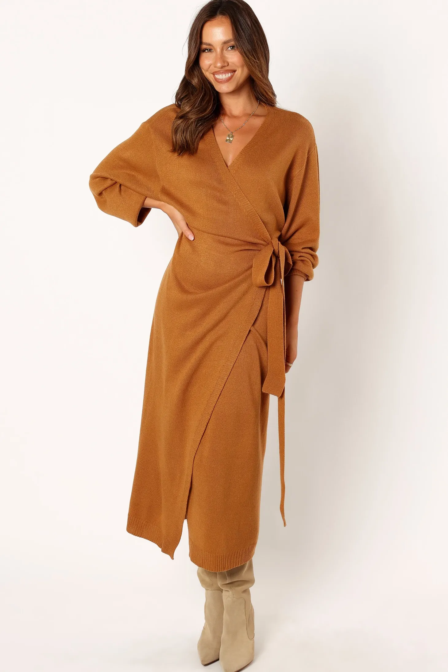 Nova Wrap Knit Midi Dress