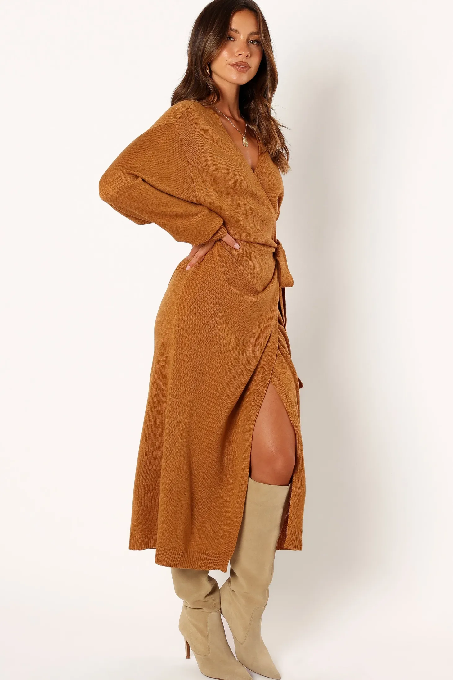 Nova Wrap Knit Midi Dress