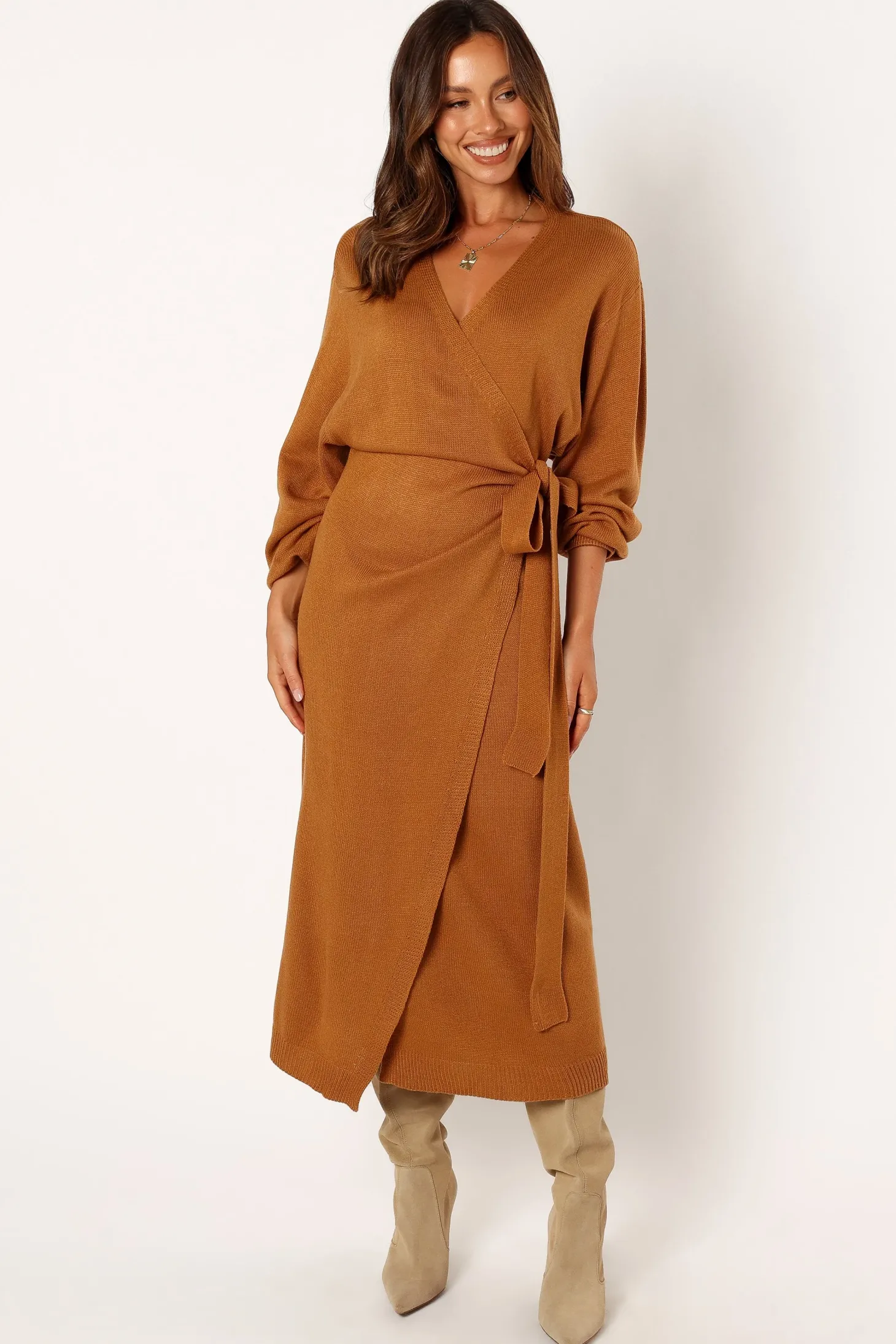 Nova Wrap Knit Midi Dress