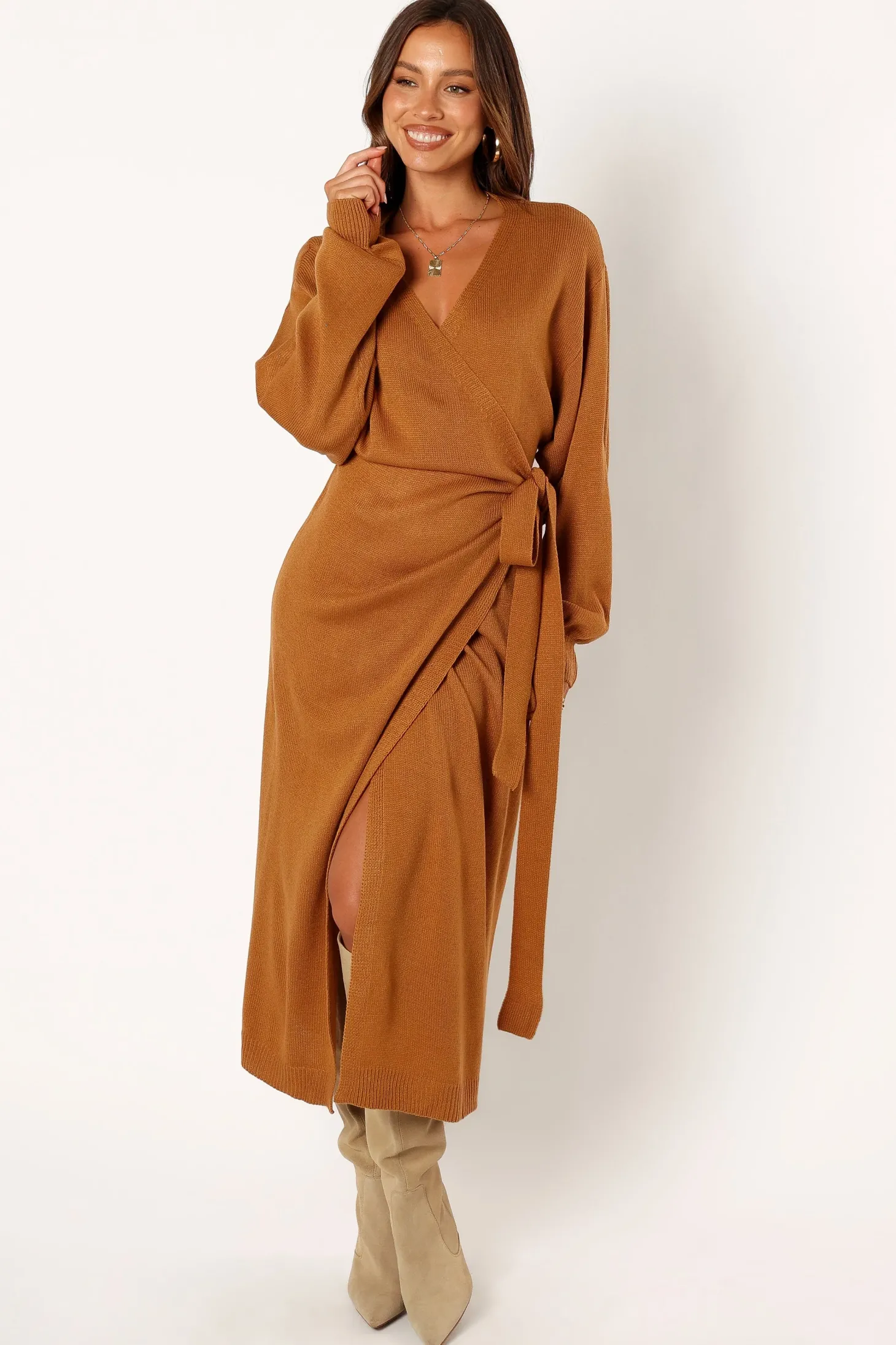 Nova Wrap Knit Midi Dress