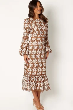 Pierre Long Sleeve Lace Maxi Dress