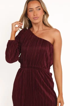 Pontee One Shoulder Pleated Midi Dress