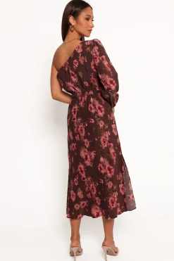 Pontee One Shoulder Pleated Midi Dress
