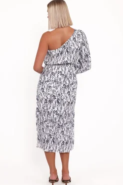 Pontee One Shoulder Pleated Midi Dress