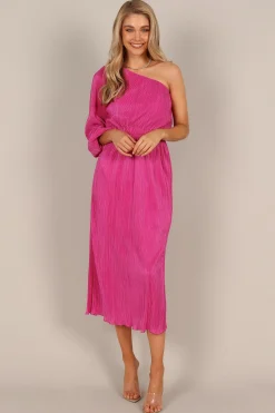 Pontee One Shoulder Pleated Midi Dress