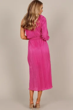 Pontee One Shoulder Pleated Midi Dress