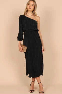 Pontee One Shoulder Pleated Midi Dress