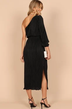 Pontee One Shoulder Pleated Midi Dress
