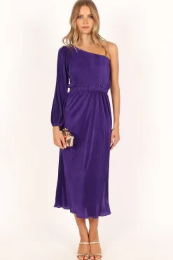 Pontee One Shoulder Pleated Midi Dress