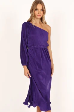 Pontee One Shoulder Pleated Midi Dress