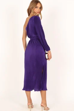 Pontee One Shoulder Pleated Midi Dress