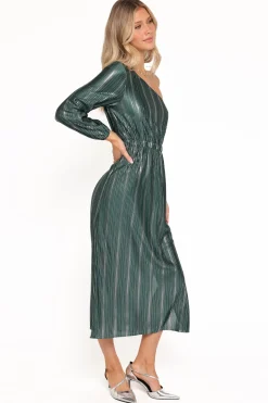 Pontee One Shoulder Pleated Midi Dress