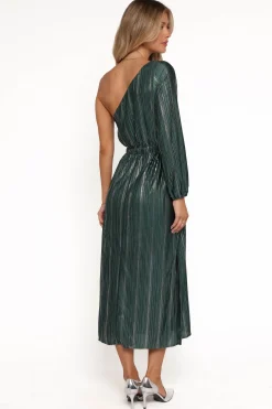 Pontee One Shoulder Pleated Midi Dress