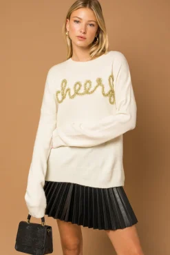 Poppy Cursive Cheer Knit Sweater