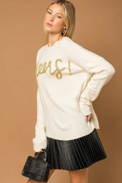 Poppy Cursive Cheer Knit Sweater
