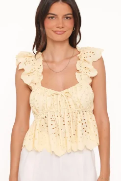 Regina Eyelet Ruffle Top
