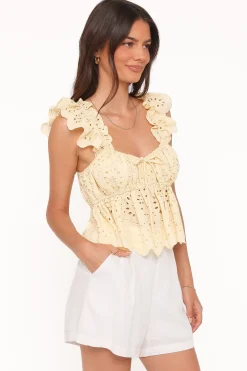 Regina Eyelet Ruffle Top