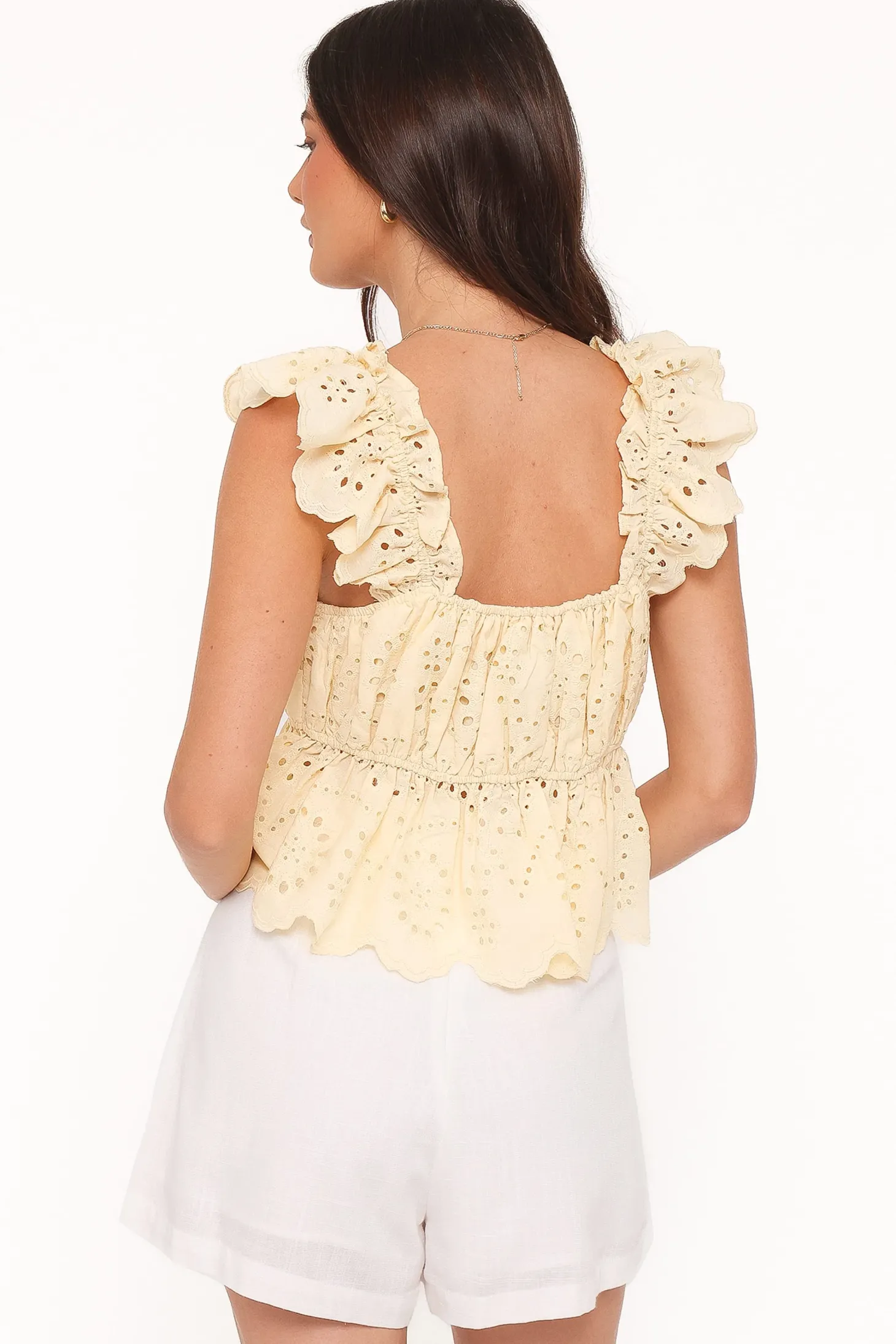 Regina Eyelet Ruffle Top