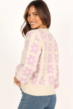 Remi Vneck Flower Knit Sweater