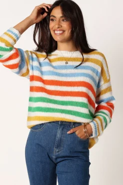 Sasha Multi Stripe Crewneck Knit Sweater