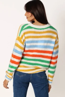 Sasha Multi Stripe Crewneck Knit Sweater