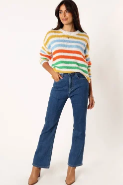 Sasha Multi Stripe Crewneck Knit Sweater