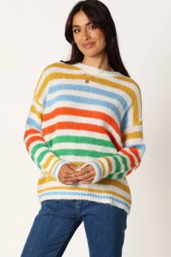 Sasha Multi Stripe Crewneck Knit Sweater