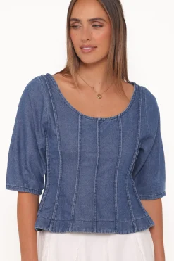 Saylor Denim Peplum Top