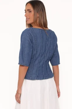 Saylor Denim Peplum Top