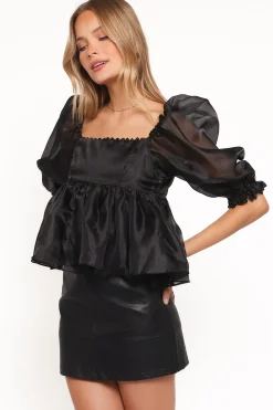 Solenne Puff Sleeve Peplum Organza Top