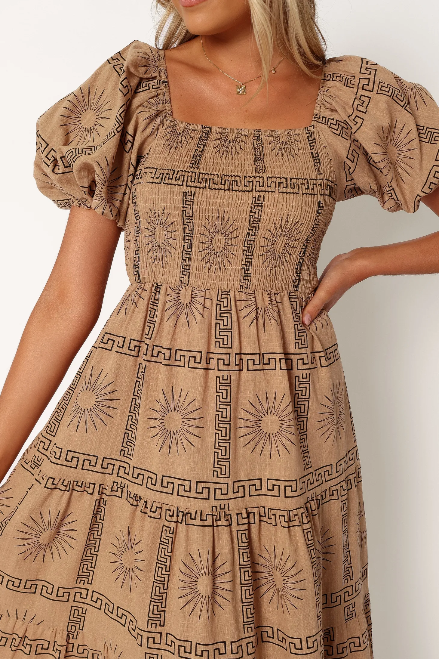 Soliel Puff Sleeve Midi Dress