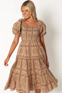 Soliel Puff Sleeve Midi Dress