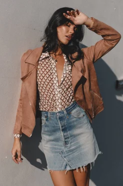 Spencer Faux Suede Moto Jacket