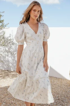 Steele Puff Sleeve Midi Dress
