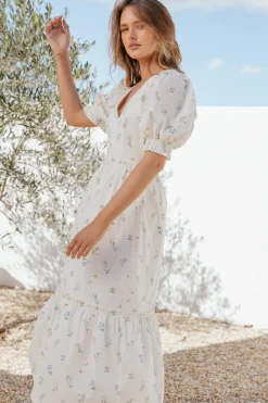 Steele Puff Sleeve Midi Dress
