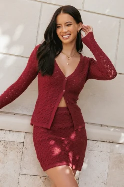 Suzzie Textured Knit Skirt/Cardi Set