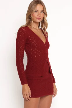 Suzzie Textured Knit Skirt/Cardi Set