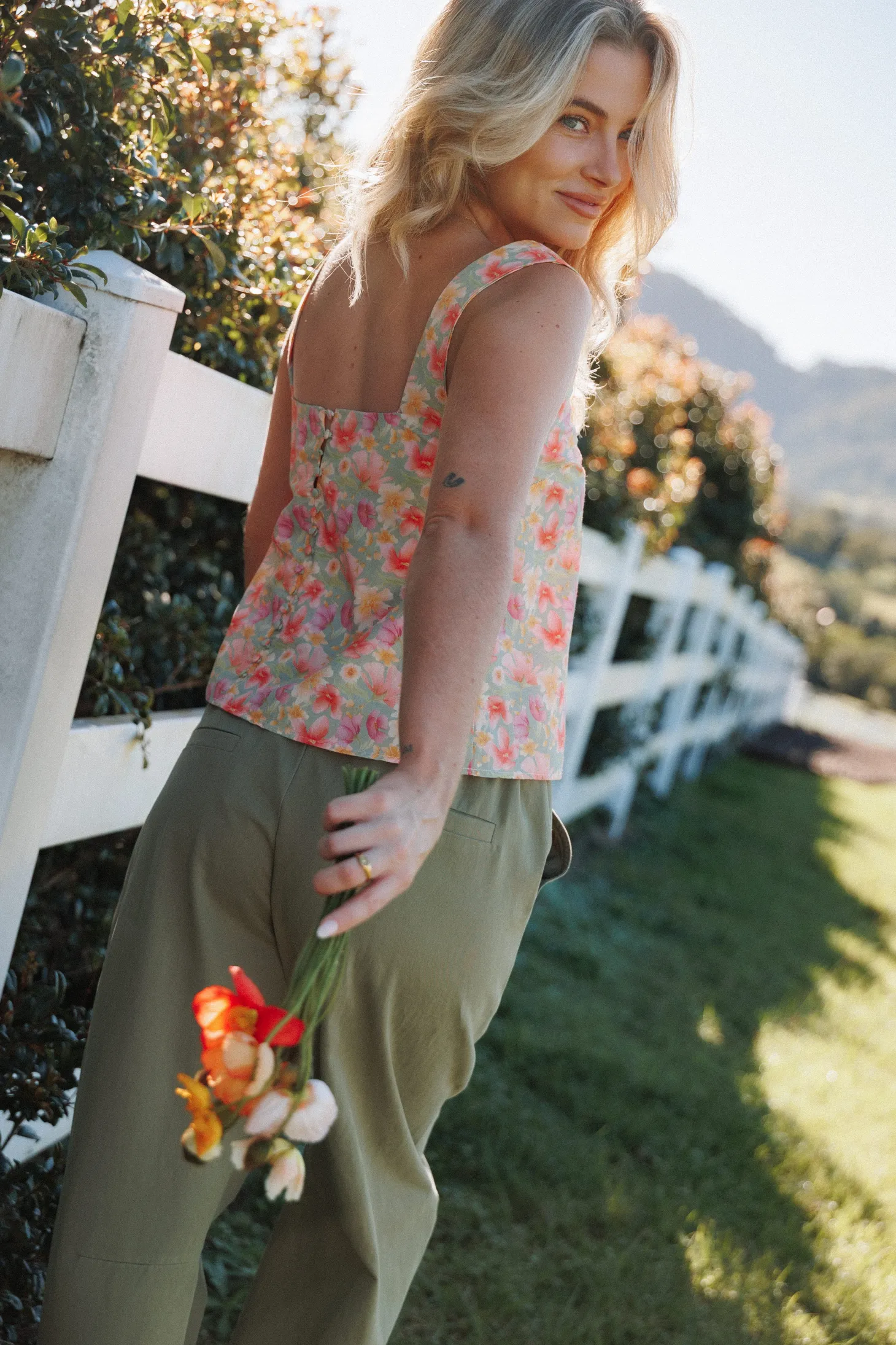 Talyn Button Back Top