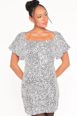 Tory Off Shoulder Sequin Mini Dress