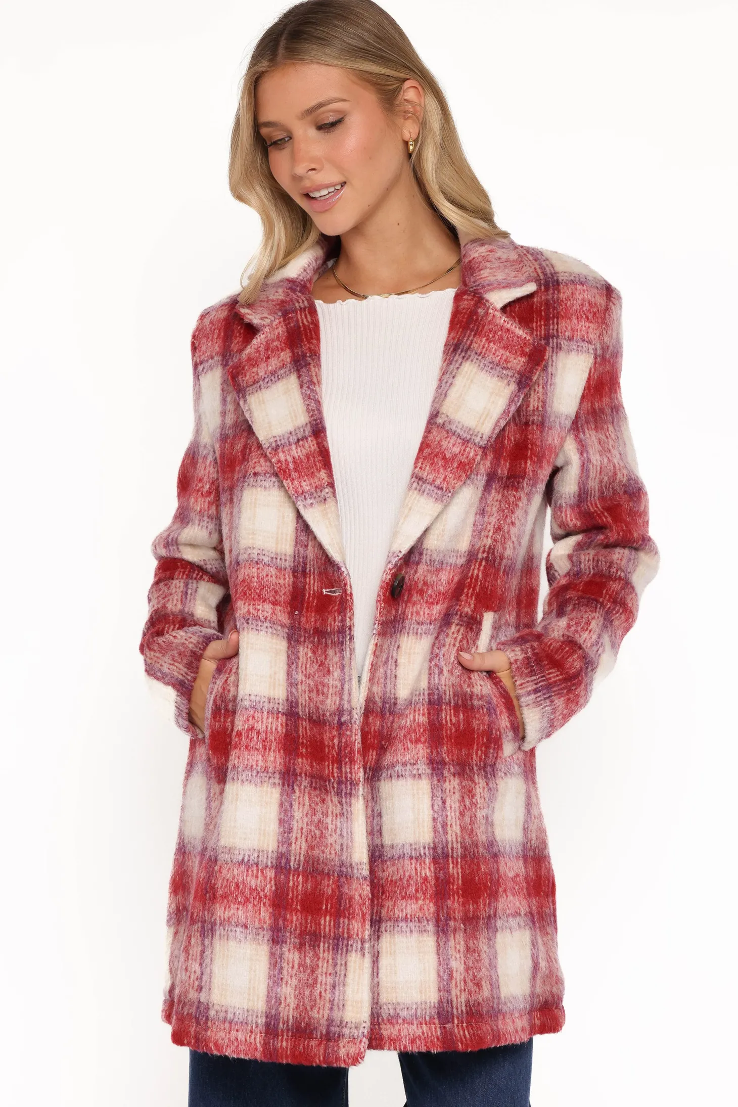 Travistine Long Plaid Coat
