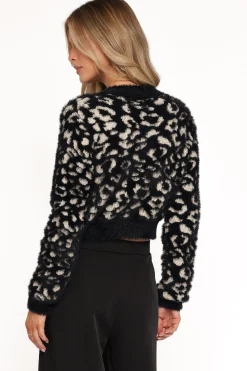 Tyra Animal Print Faux Mohair Cardigan