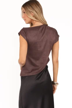 Vaila Faux Suede Off Shoulder Top