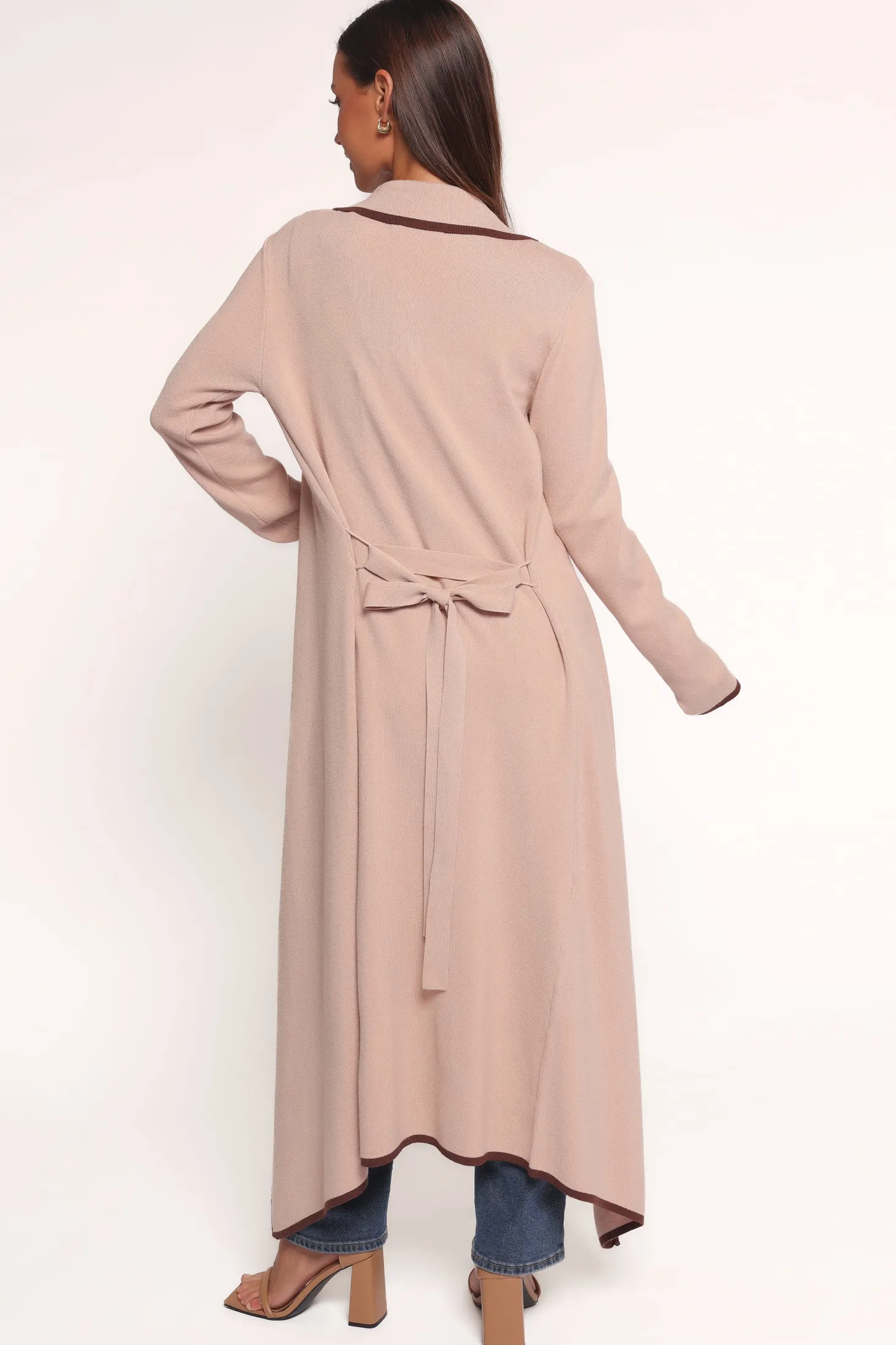 Vallis Contrast Trim Long Cardigan